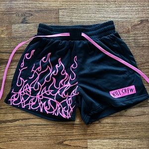 Kill Crew pink workout mesh flame shorts